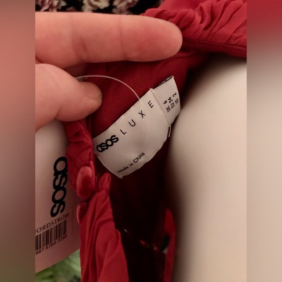 NWT ASOS Luxe Blush Red Ruched Open Back Cocktail Dress Size 2 - Picture 8 of 9